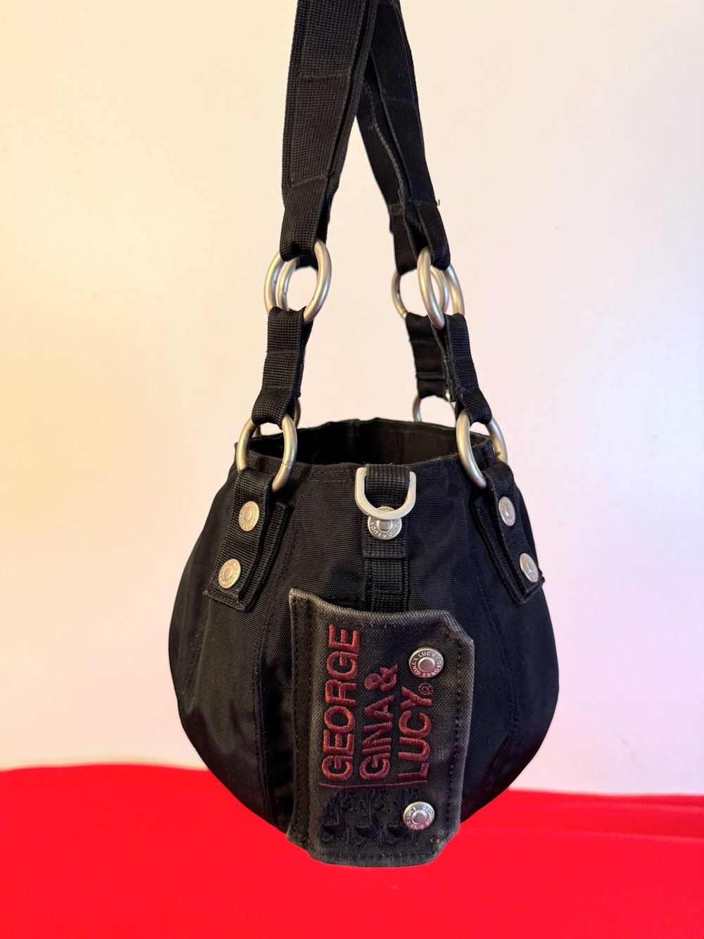 George Gina & Lucy Puffy Punchbag Utility Shoulder Bag Black Y2K One Size